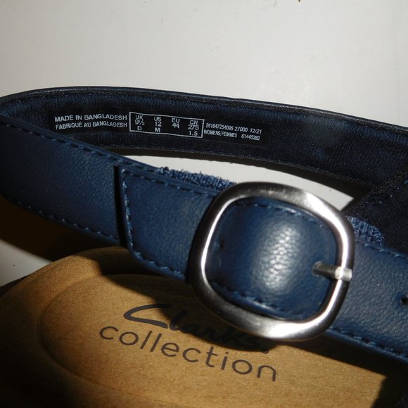 Clarks Women’s Collection Clara Cove Navy Marine Wedge Sandals—Size 12M NWT - Picture 8 of 8